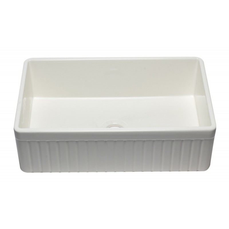 ALFI brand AB532-B 33" Biscuit Single Bowl Fluted Apron Fireclay Farm Sink