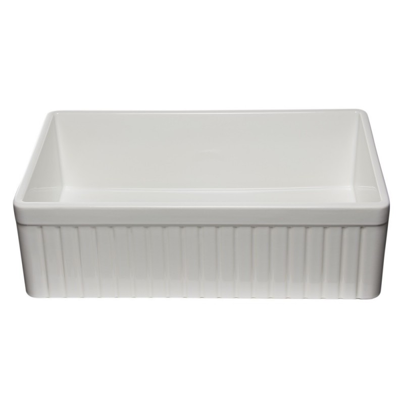 ALFI brand AB532-W 33" White Single Bowl Fluted Apron Fireclay Farm Sink