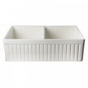 ALFI brand AB537-B Biscuit 32" Fluted Apron Double Bowl Fireclay Farmhouse Kitchen Sink