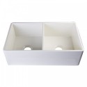 ALFI brand AB538-B Biscuit 32" Smooth Apron Double Bowl Fireclay Farmhouse Kitchen Sink