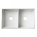ALFI brand AB538-W White 32" Smooth Apron Double Bowl Fireclay Farmhouse Kitchen Sink