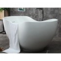 ALFI brand AB9949 66" White Solid Surface Smooth Resin Soaking Bathtub