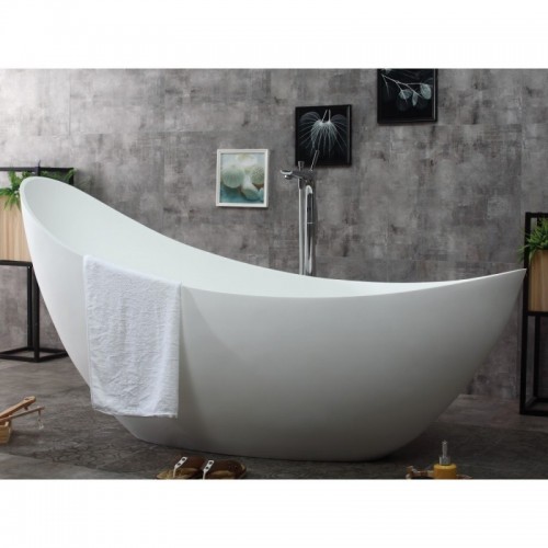 ALFI brand AB9951 73" White Solid Surface Smooth Resin Soaking Slipper Bathtub