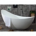 ALFI brand AB9951 73" White Solid Surface Smooth Resin Soaking Slipper Bathtub