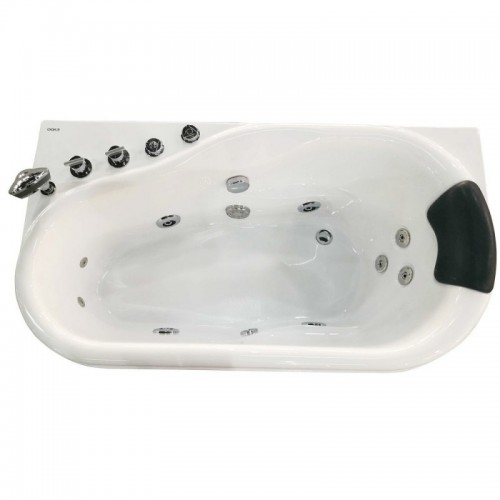 EAGO AM175-L 5'' White Acrylic Corner Whirpool Bathtub - Drain on Left