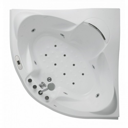 EAGO AM208ETL 5 ft Corner Acrylic White Waterfall Whirlpool Bathtub for Two