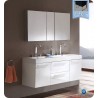 Fresca FVN8013WH Opulento Double Sink Modern Bathroom Vanity with Medicine Cabinet in White