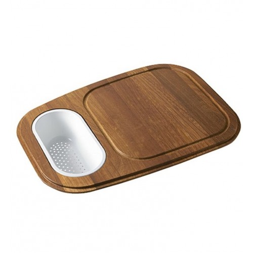 Franke PR-40C Iroko Solid Wood Cutting Board With Colander For Prestige Series Kitchen Sinks