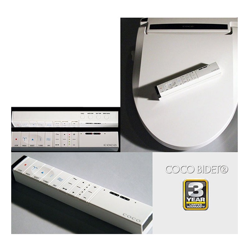 COCO XR Elongated Bidet Washlet Toilet Seat with LED Light, Heated Seat and Dryer Function