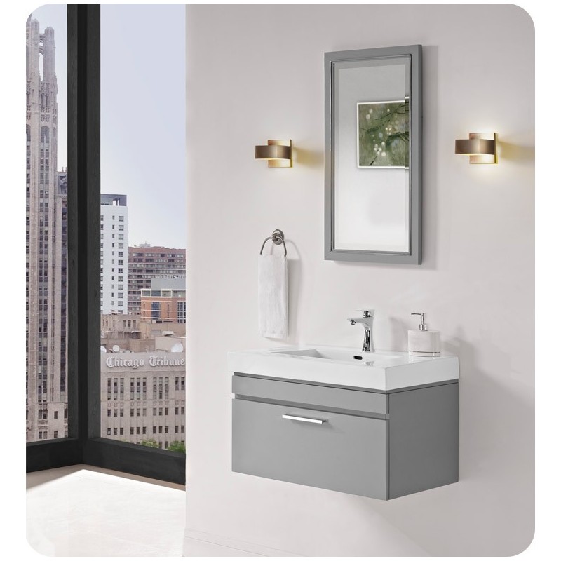 Fairmont Designs 179-WV30 Metropolitan 30" Wall Mount Vanity and Sink Set in Glossy Light Gray