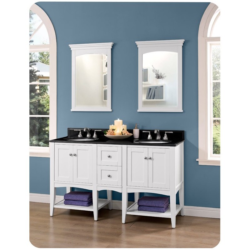 Fairmont Designs 1512-VH24_DB12-H_VH24 Shaker Americana 60" Open Shelf Modular Vanity in Polar White