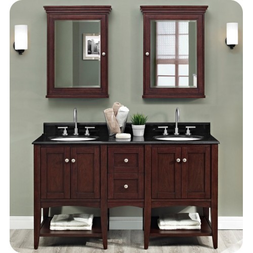 Fairmont Designs 1513-VH24_DB12-H_VH24 Shaker Americana 60" Open Shelf Modular Vanity in Habana Cherry