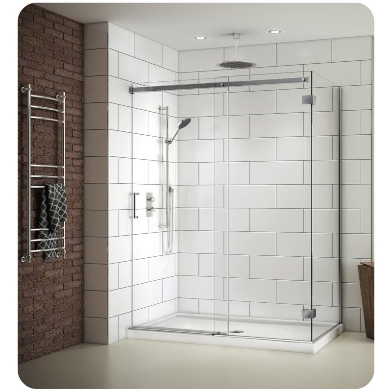 Fleurco NAW48 Nova Apollo 2-Sided In-Line 48 Sliding Door and Fixed Panel with Return Panel (Closes against wall)