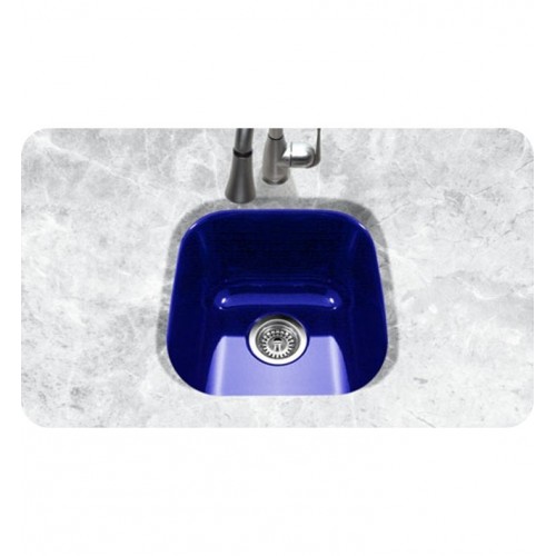Houzer PCB-1750-NB Undermount Square Bar/Prep Kitchen Sink in Navy Blue Finish from the Porcela Series