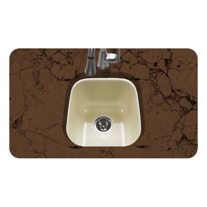 Houzer PCB-1750-BQ Undermount Square Bar/Prep Kitchen Sink in Biscuit Finish from the Porcela Series