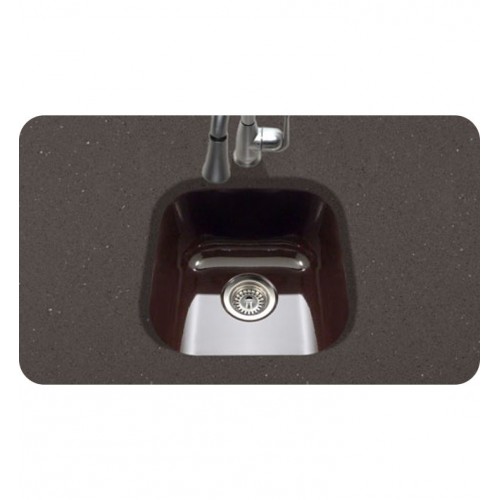 Houzer PCB-1750-ES Undermount Square Bar/Prep Kitchen Sink in Espresso Finish from the Porcela Series