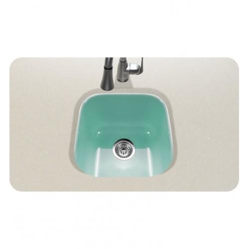 Houzer PCB-1750-MT Undermount Square Bar/Prep Kitchen Sink in Mint Finish from the Porcela Series