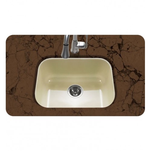 Houzer PCS-2500-BQ Undermount Single Bowl Kitchen Sink in Biscuit Finish from the Porcela Series