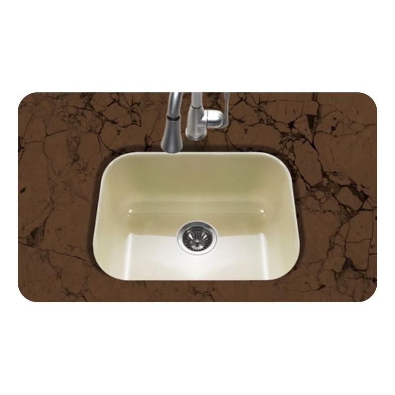 Houzer PCS-2500-BQ Undermount Single Bowl Kitchen Sink in Biscuit Finish from the Porcela Series