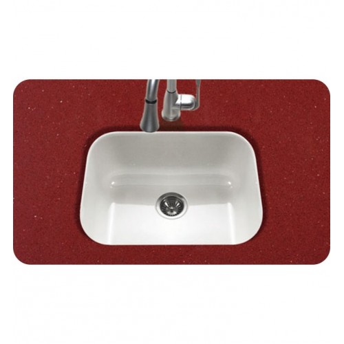 Houzer PCS-2500-WH Undermount Single Bowl Kitchen Sink in White Finish from the Porcela Series