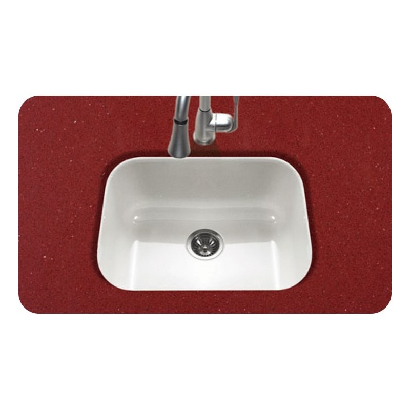 Houzer PCS-2500-WH Undermount Single Bowl Kitchen Sink in White Finish from the Porcela Series