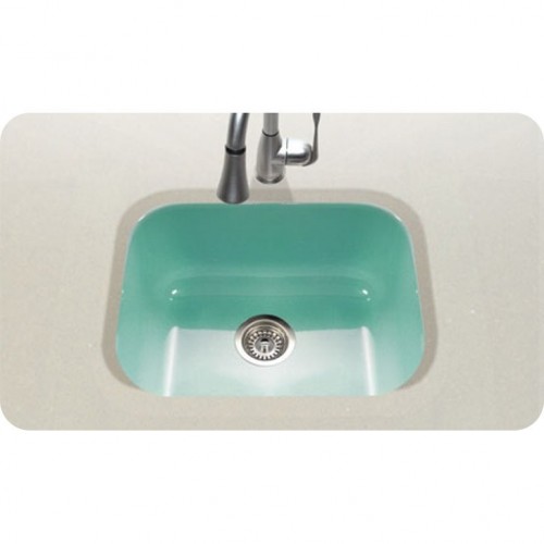 Houzer PCS-2500-MT Undermount Single Bowl Kitchen Sink in Mint Finish from the Porcela Series