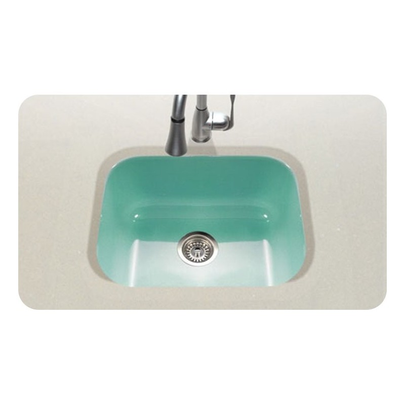 Houzer PCS-2500-MT Undermount Single Bowl Kitchen Sink in Mint Finish from the Porcela Series