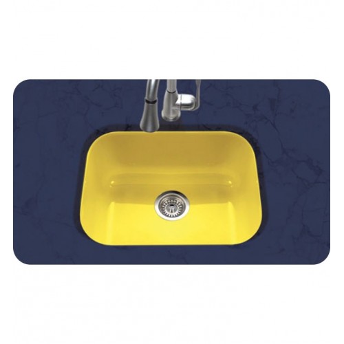 Houzer PCS-2500-LE Undermount Single Bowl Kitchen Sink in Lemon Finish from the Porcela Series