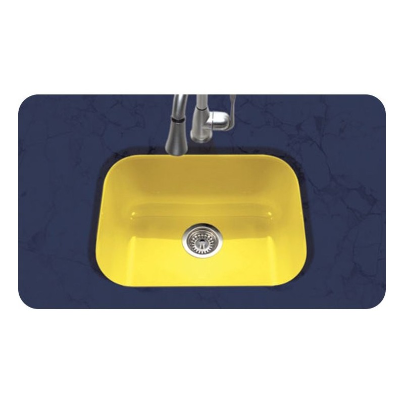 Houzer PCS-2500-LE Undermount Single Bowl Kitchen Sink in Lemon Finish from the Porcela Series