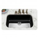 Houzer PCG-3600-BL Undermount Large Single Bowl Kitchen Sink in Black Finish from the Porcela Series