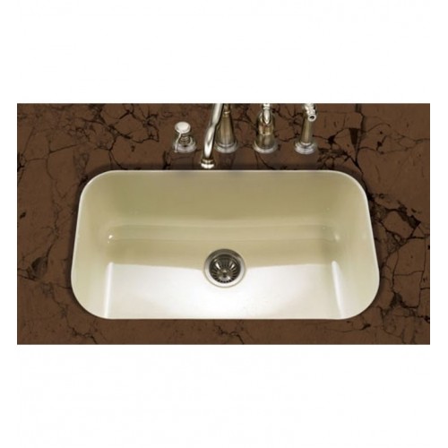 Houzer PCG-3600-BQ Undermount Large Single Bowl Kitchen Sink in Biscuit Finish from the Porcela Series