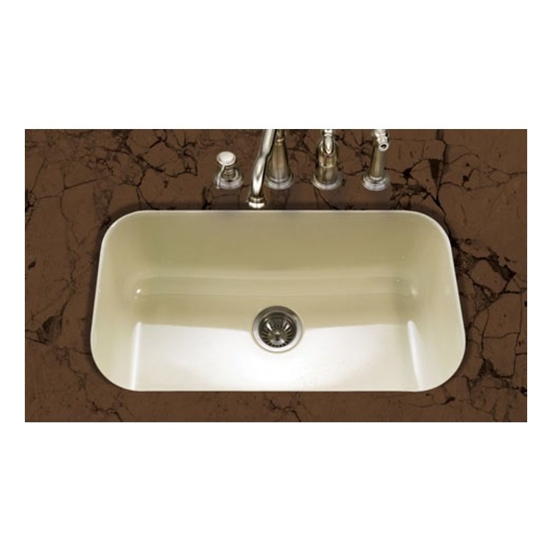 Houzer PCG-3600-BQ Undermount Large Single Bowl Kitchen Sink in Biscuit Finish from the Porcela Series