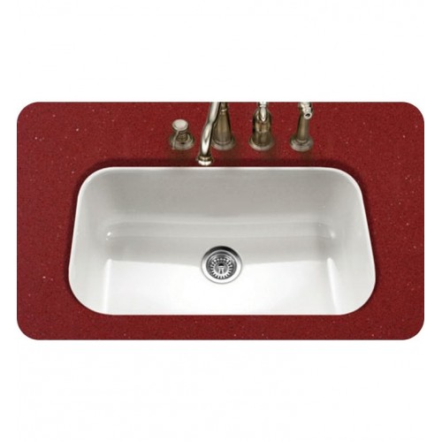 Houzer PCG-3600-WH Undermount Large Single Bowl Kitchen Sink in White Finish from the Porcela Series