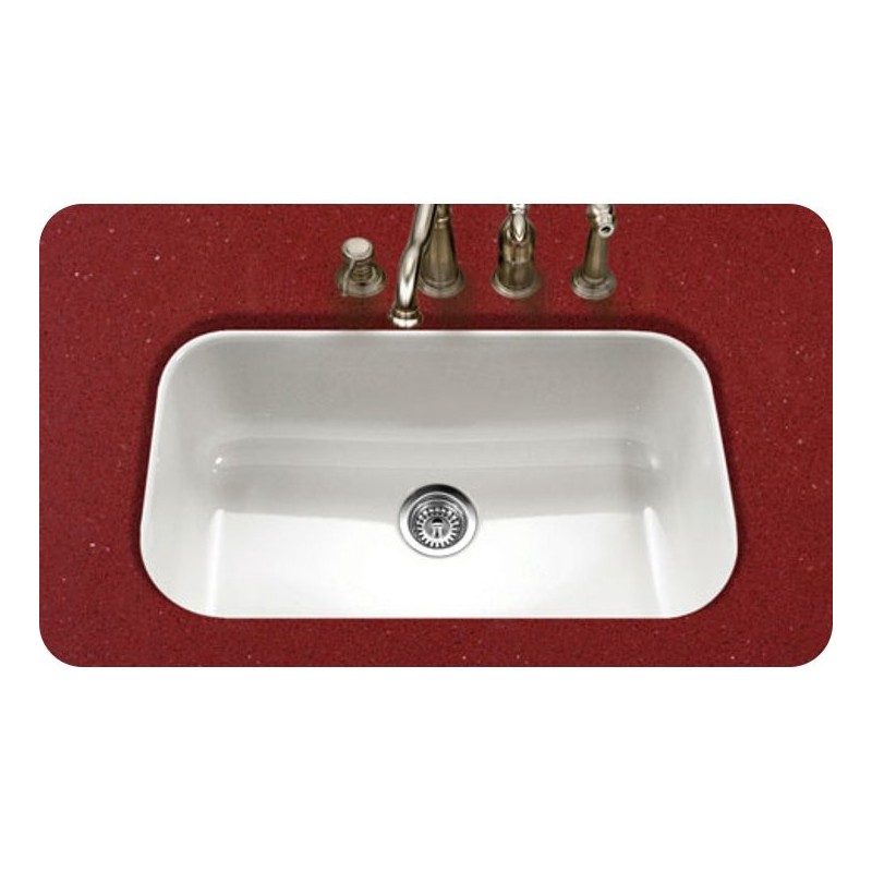 Houzer PCG-3600-WH Undermount Large Single Bowl Kitchen Sink in White Finish from the Porcela Series