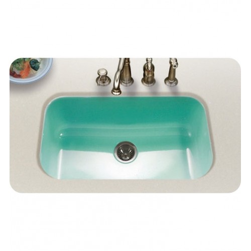 Houzer PCG-3600-MT Undermount Large Single Bowl Kitchen Sink in Mint Finish from the Porcela Series
