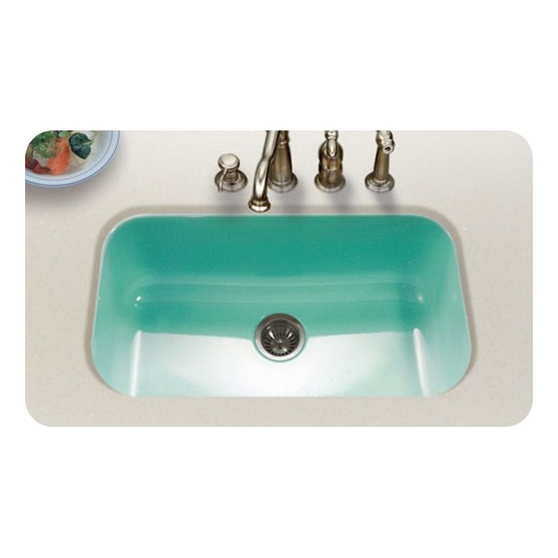 Houzer PCG-3600-MT Undermount Large Single Bowl Kitchen Sink in Mint Finish from the Porcela Series