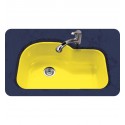 Houzer PCH-3700-LE Undermount Offset Single Bowl Kitchen Sink in Lemon Finish from the Porcela Series