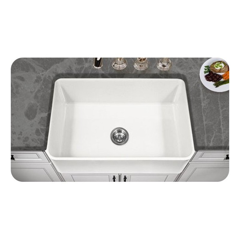 Houzer PTS-4100-WH Apron Front 30" Fireclay Kitchen Sink in White Finish from the Platus Series