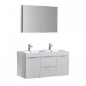 Fresca Valencia 48" Glossy White Wall Hung Double Sink Modern Bathroom Vanity w/ Medicine Cabinet