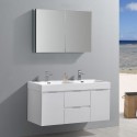 Fresca Valencia 48" Glossy White Wall Hung Double Sink Modern Bathroom Vanity w/ Medicine Cabinet
