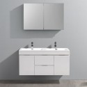 Fresca Valencia 48" Glossy White Wall Hung Double Sink Modern Bathroom Vanity w/ Medicine Cabinet