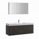 Fresca Valencia 60" Gray Oak Wall Hung Modern Bathroom Vanity w/ Medicine Cabinet