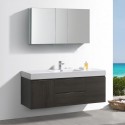 Fresca Valencia 60" Gray Oak Wall Hung Modern Bathroom Vanity w/ Medicine Cabinet