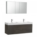 Fresca Valencia 60" Gray Oak Wall Hung Double Sink Modern Bathroom Vanity w/ Medicine Cabinet