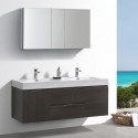 Fresca Valencia 60" Gray Oak Wall Hung Double Sink Modern Bathroom Vanity w/ Medicine Cabinet