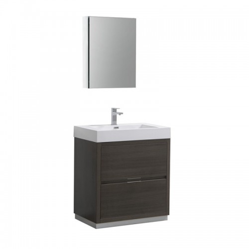 Fresca Valencia 30" Gray Oak Free Standing Modern Bathroom Vanity w/ Medicine Cabinet