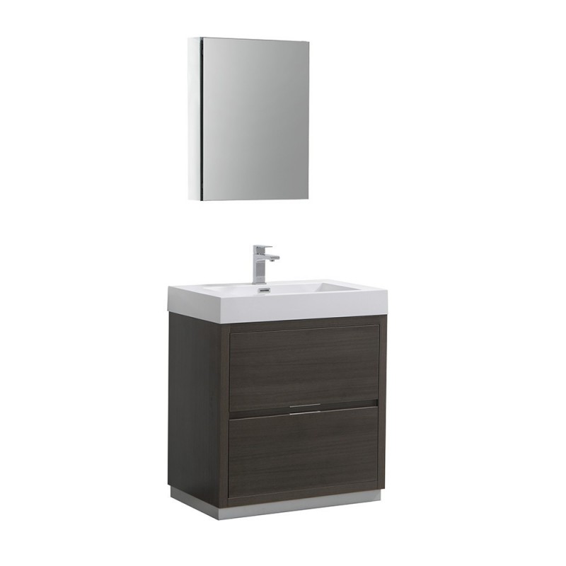 Fresca Valencia 30" Gray Oak Free Standing Modern Bathroom Vanity w/ Medicine Cabinet