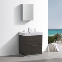 Fresca Valencia 30" Gray Oak Free Standing Modern Bathroom Vanity w/ Medicine Cabinet
