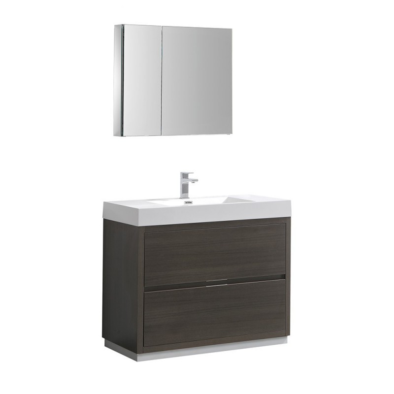 Fresca Valencia 42" Gray Oak Free Standing Modern Bathroom Vanity w/ Medicine Cabinet