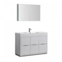 Fresca Valencia 48" Glossy White Free Standing Modern Bathroom Vanity w/ Medicine Cabinet